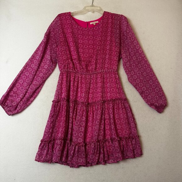 Skies Are Blue Dresses & Skirts - ANTHRO SKIES ARE BLUE dress sz M tiered ruffle pink ‎ print Cottage Core Boho